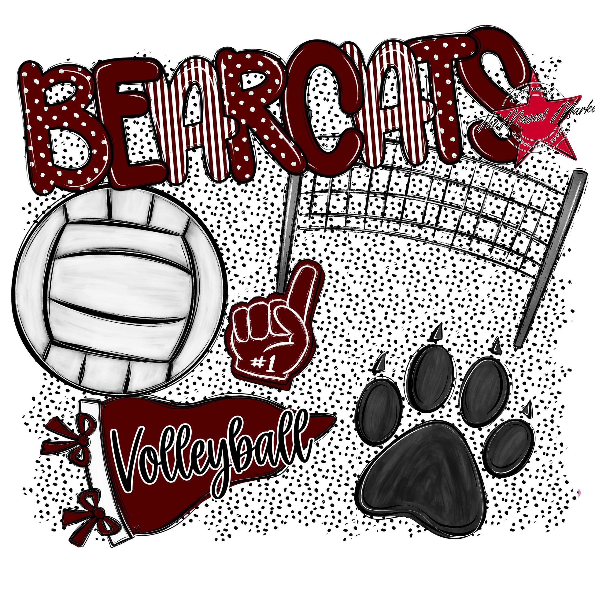 Bearcats Volleyball Spirit-Maroon