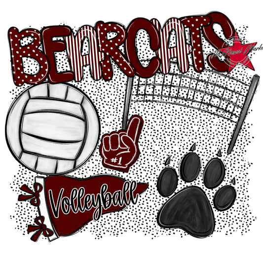 Bearcats Volleyball Spirit-Maroon