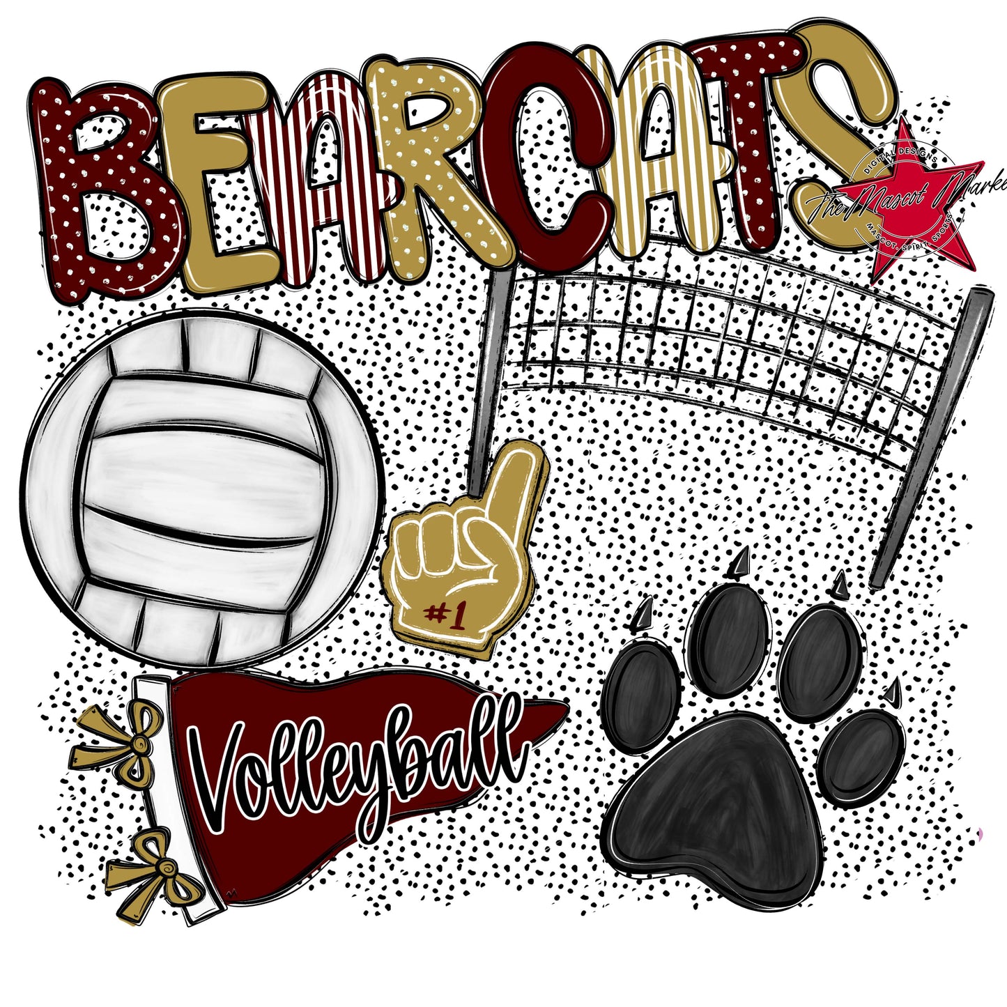 Bearcats Volleyball Spirit-Maroon & Gold