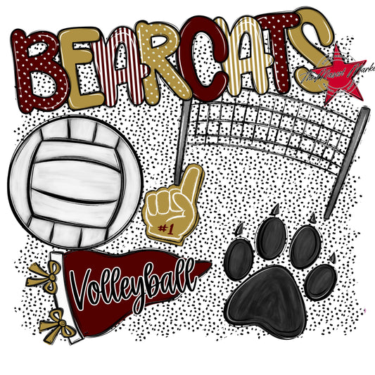 Bearcats Volleyball Spirit-Maroon & Gold