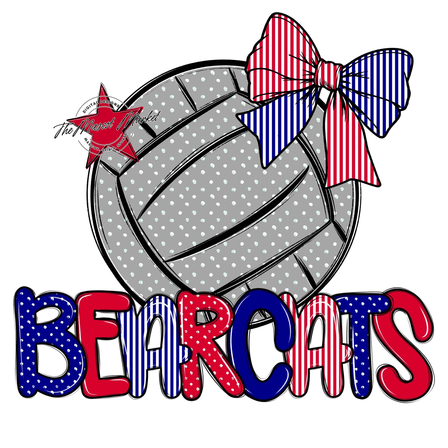 Bearcats Volleyball Spirit Design-Blue & Red
