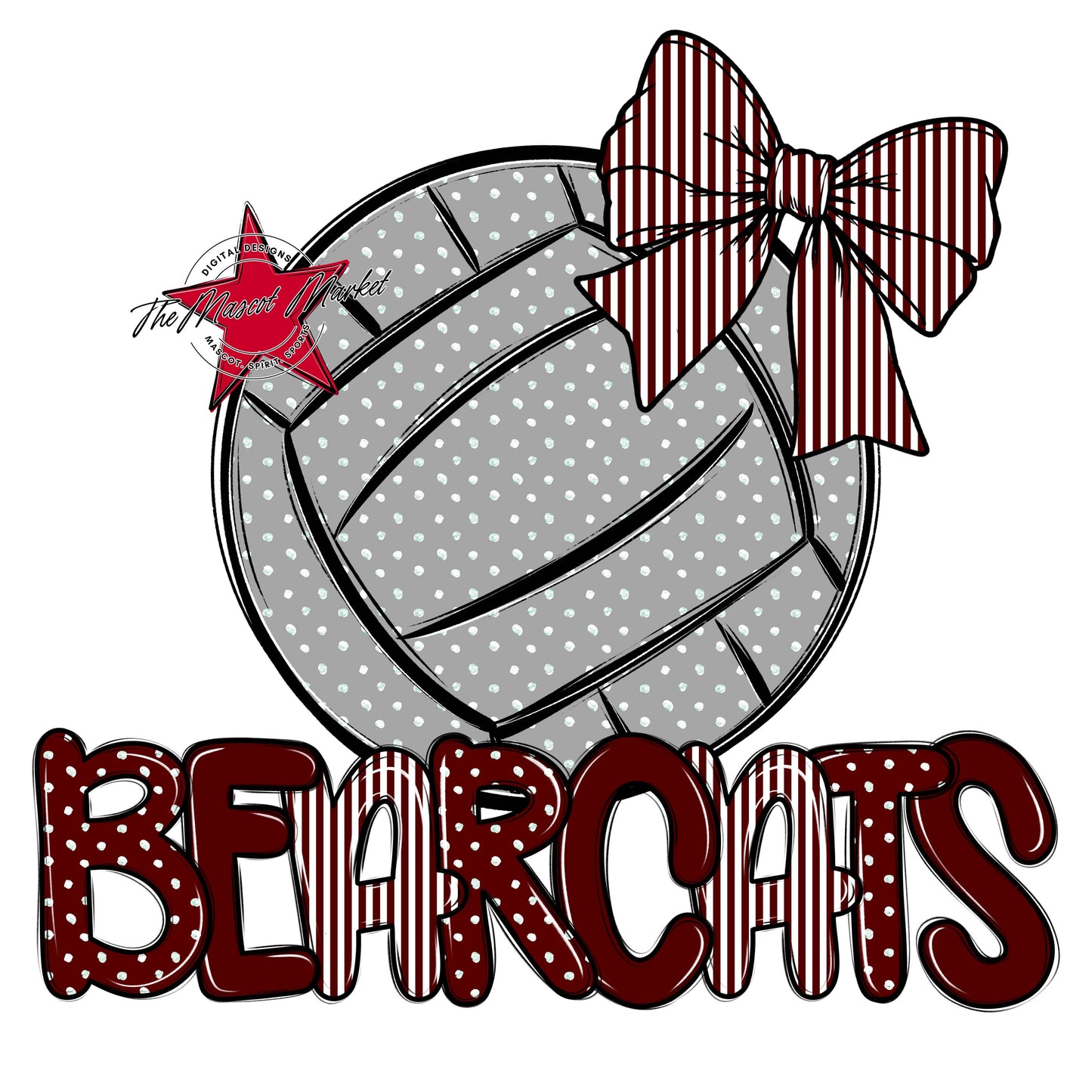 Bearcats Volleyball Spirit Design-Maroon