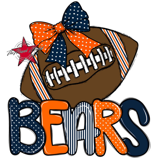 Bears Football Spirit Design-Navy & Orange