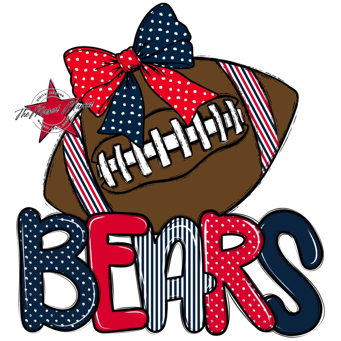 Bears Football Spirit Design-Navy & Red