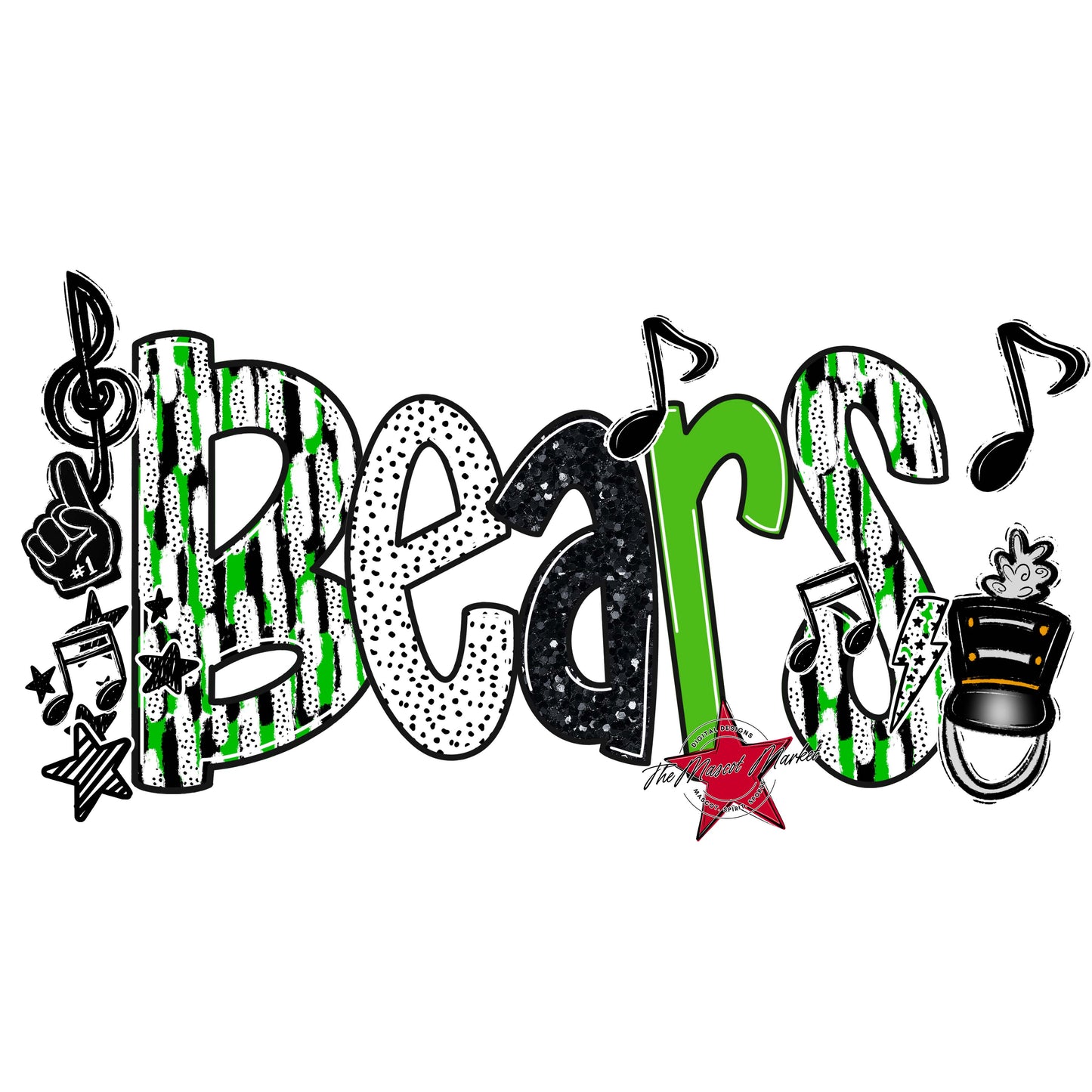 Bears Band Scrape-Bright Green