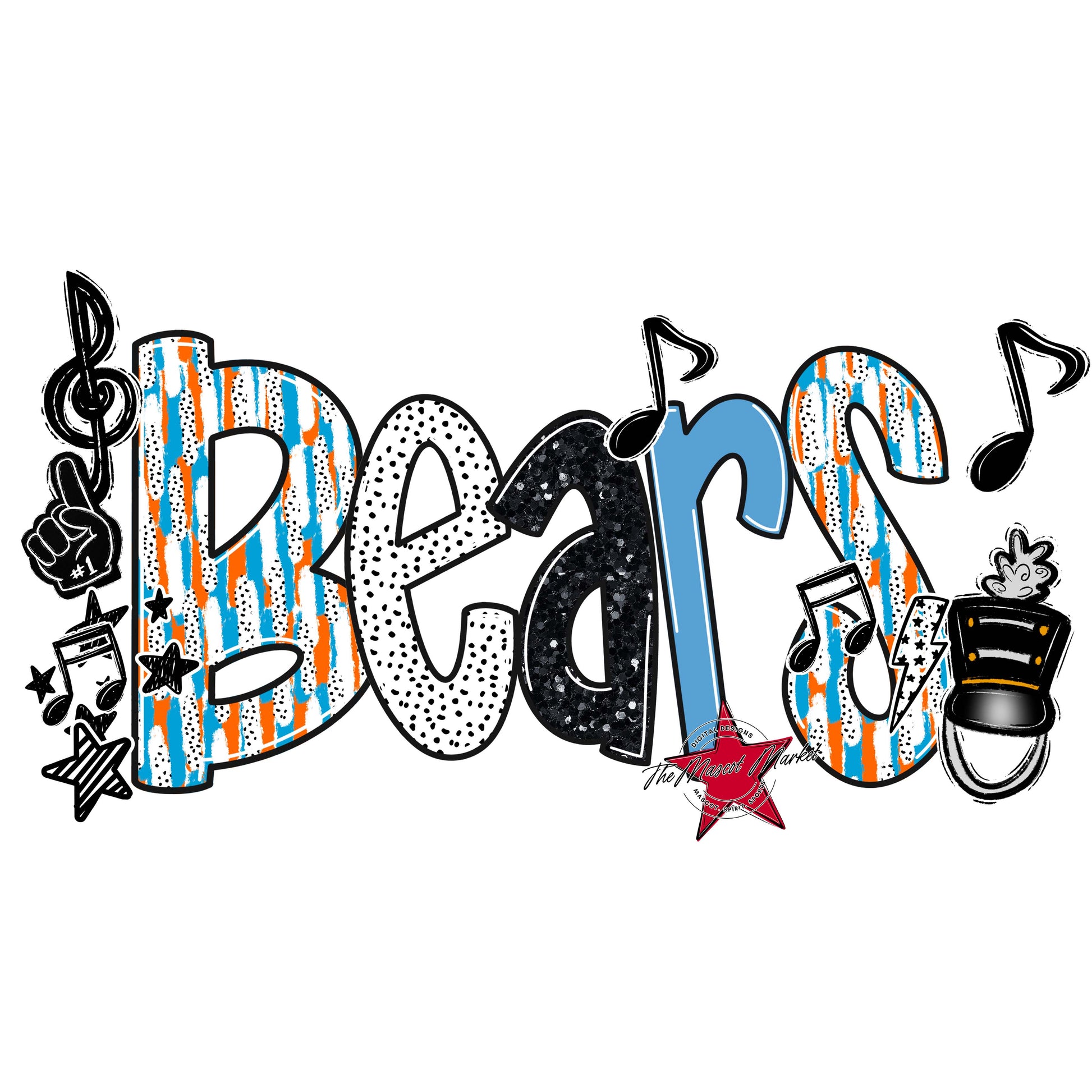 Bears Band Scrape-Carolina Blue & Orange