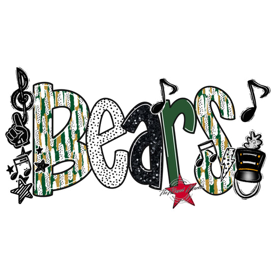 Bears Band Scrape-Green & Gold