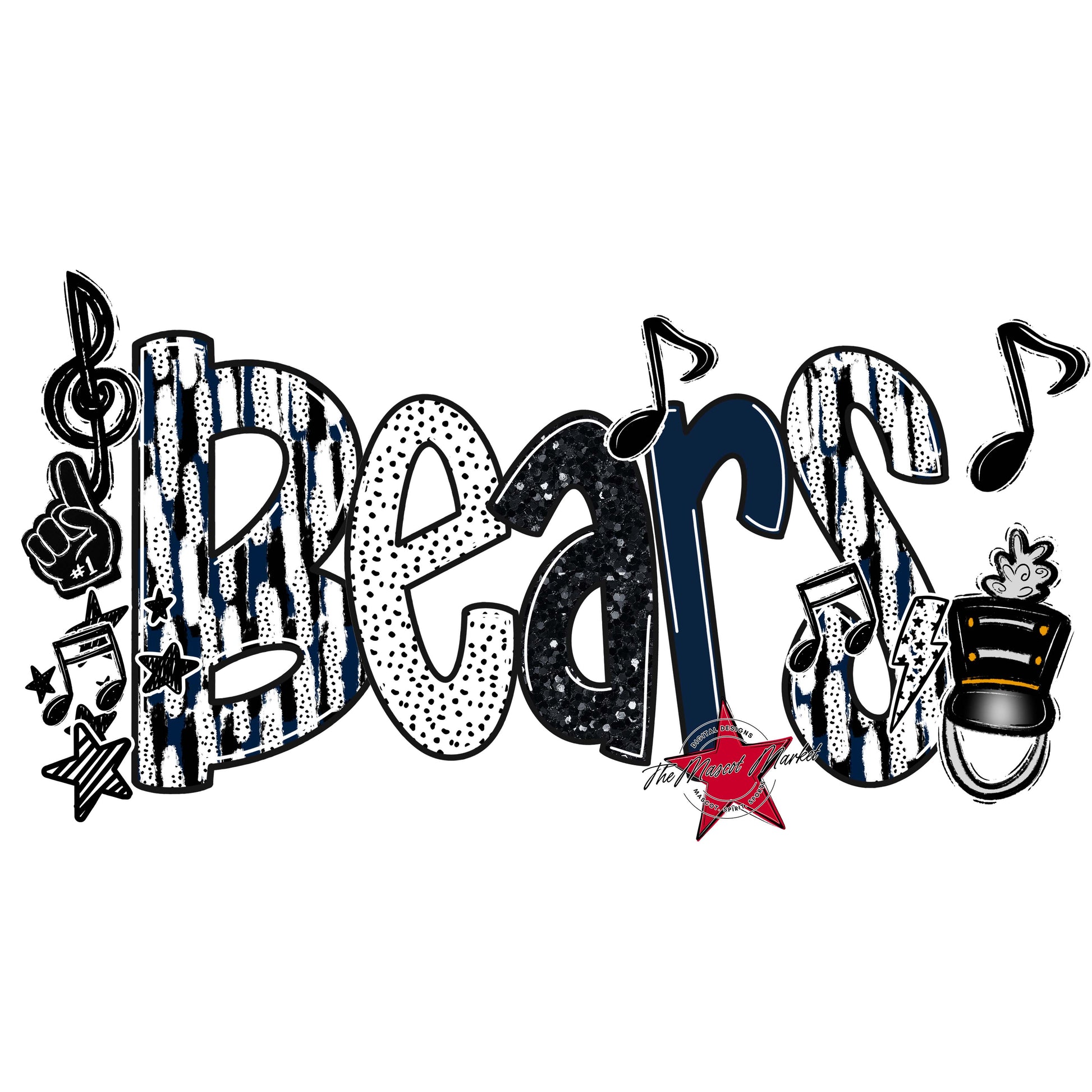 Bears Band Scrape-Navy