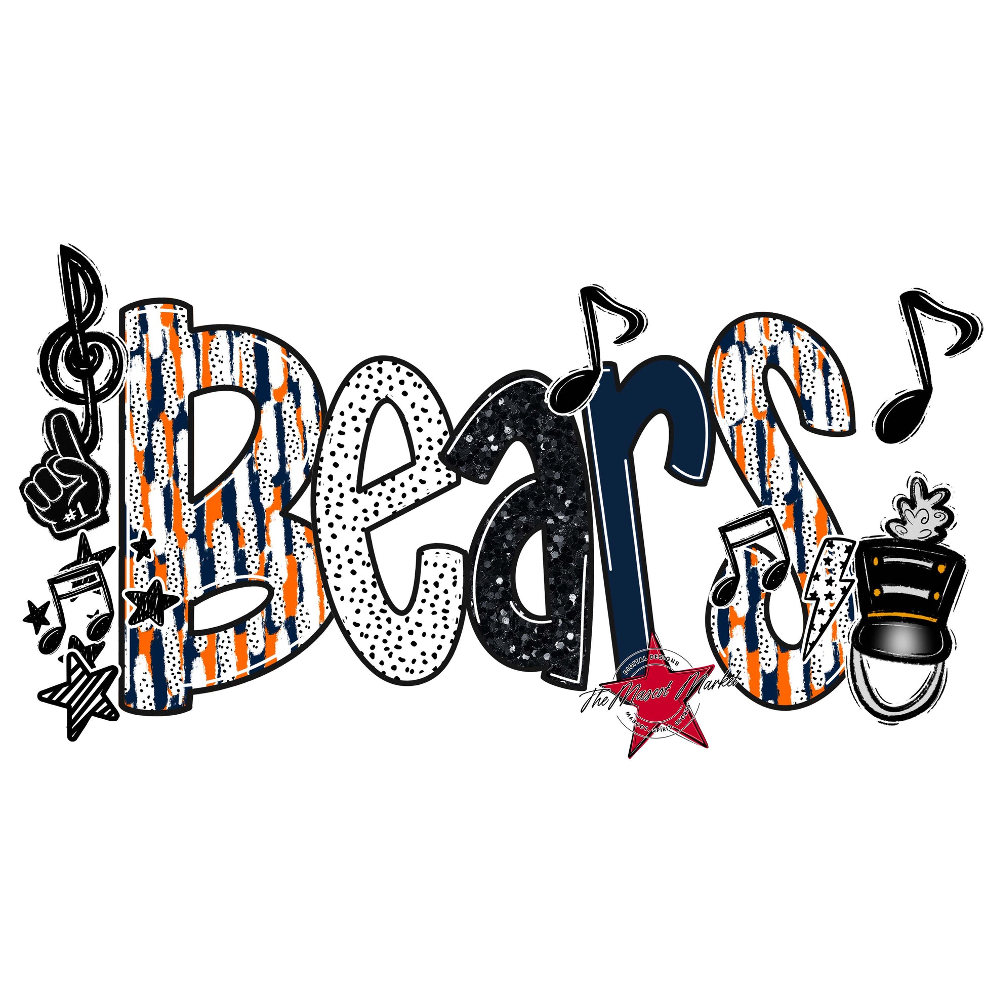 Bears Band Scrape-Navy & Orange