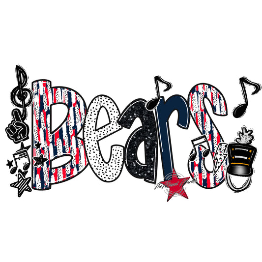 Bears Band Scrape-Navy & Red