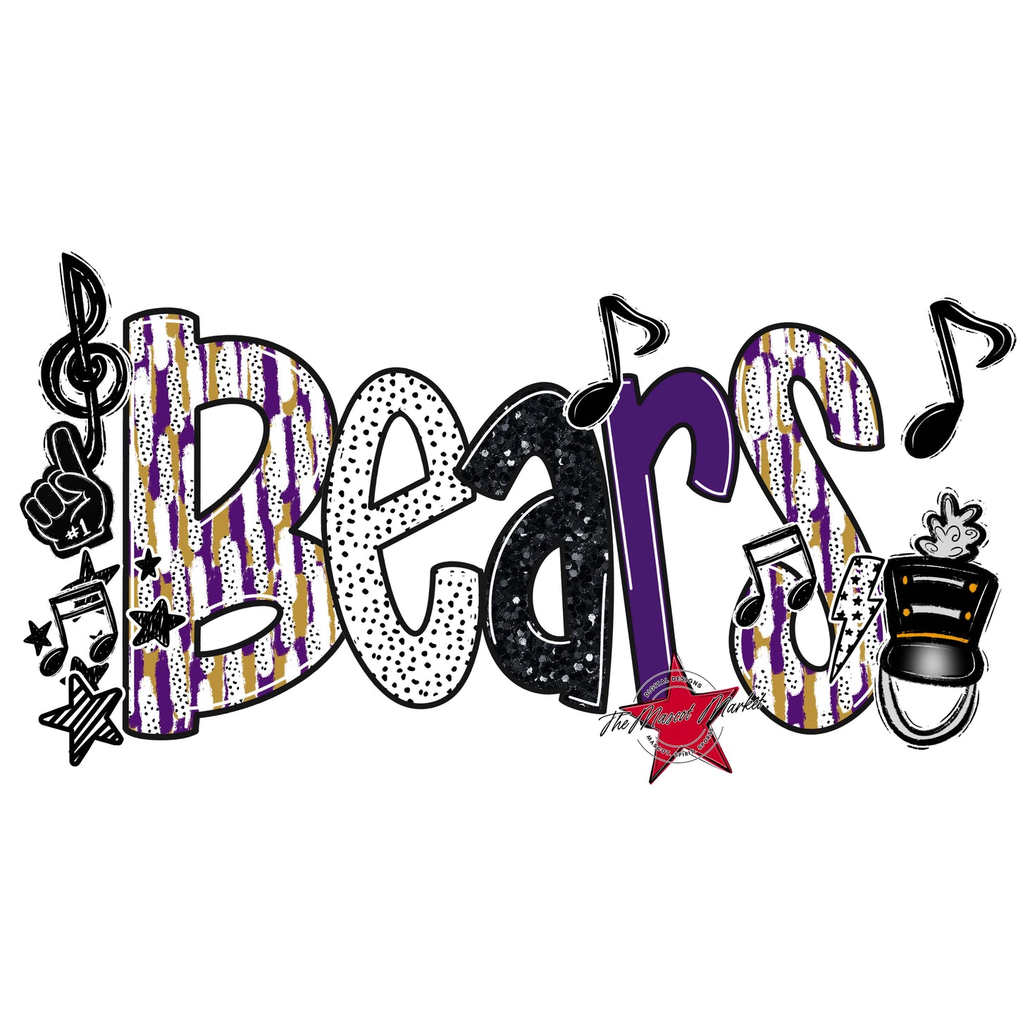 Bears Band Scrape-Purple & Gold
