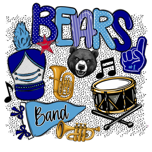 Bears Band Spirit-Blue & Carolina Blue