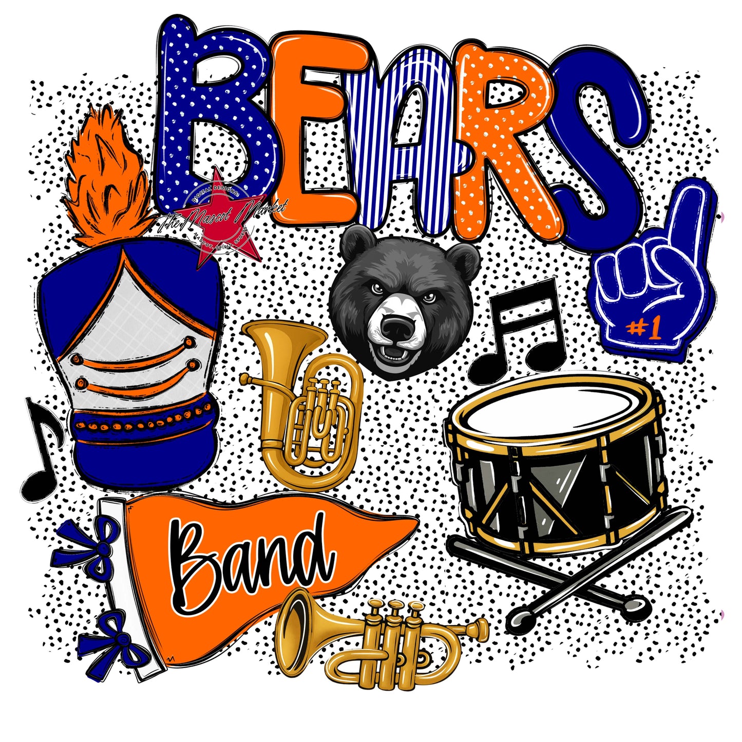 Bears Band Spirit-Blue & Orange