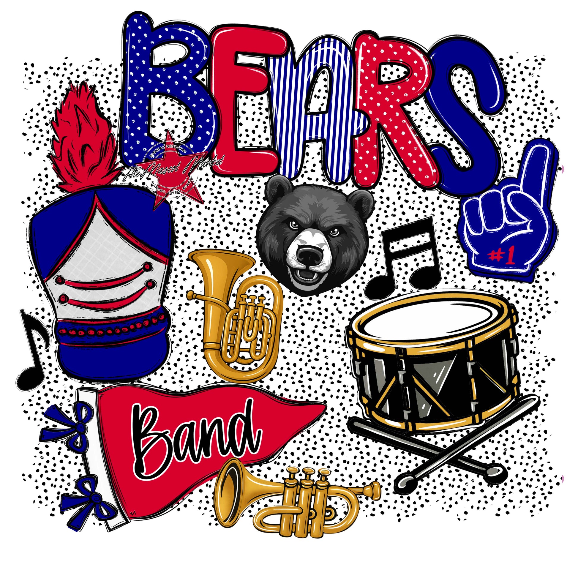 Bears Band Spirit-Blue & Red