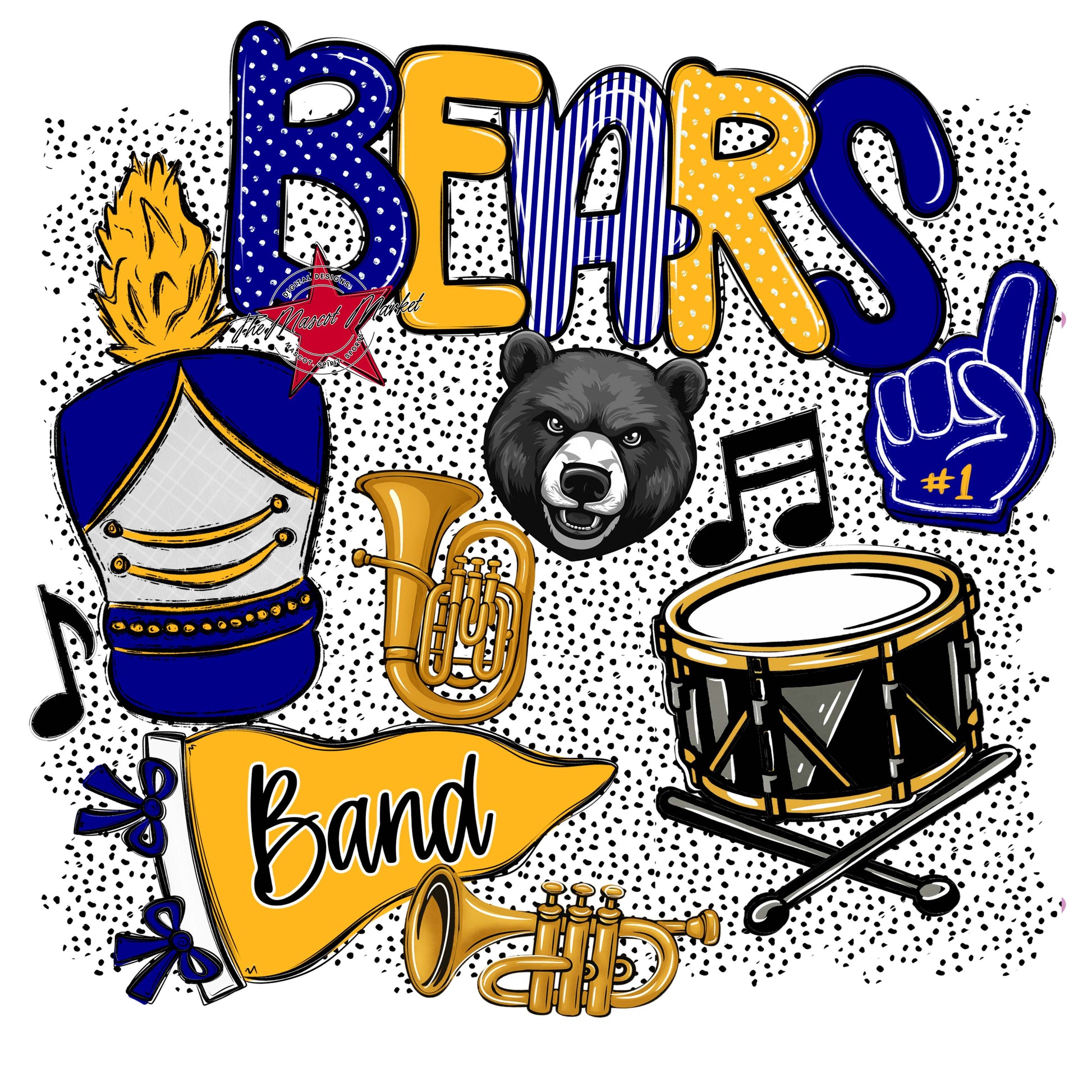Bears Band Spirit-Blue & Yellow