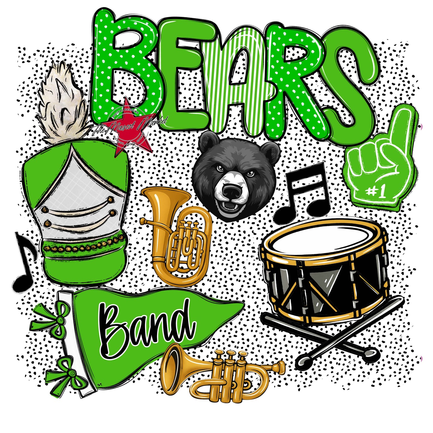 Bears Band Spirit-Bright Green