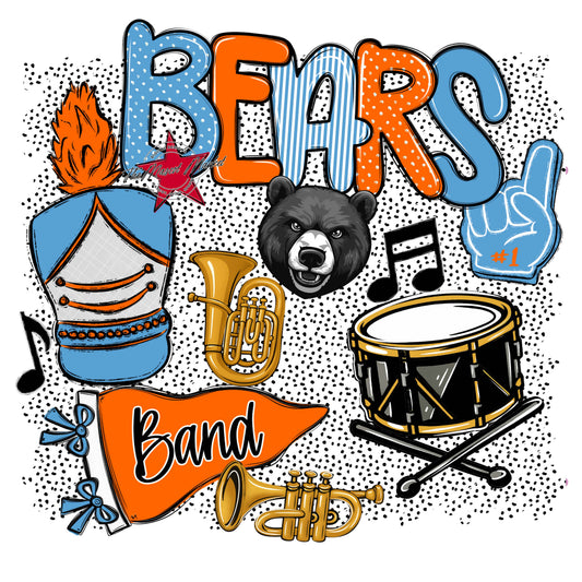 Bears Band Spirit-Carolina Blue & Orange