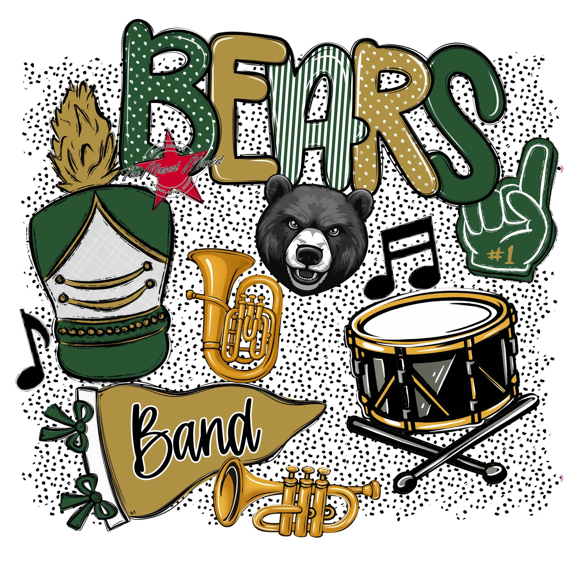 Bears Band Spirit-Green & Gold
