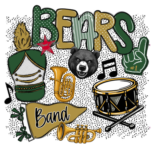 Bears Band Spirit-Green & Gold