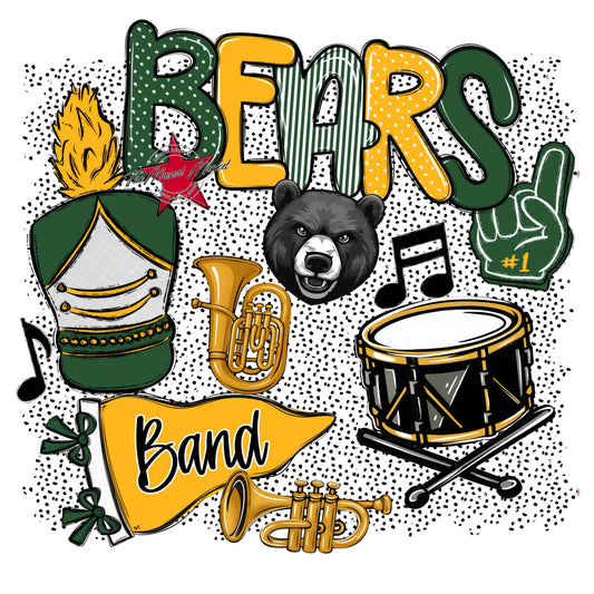 Bears Band Spirit-Green & Yellow