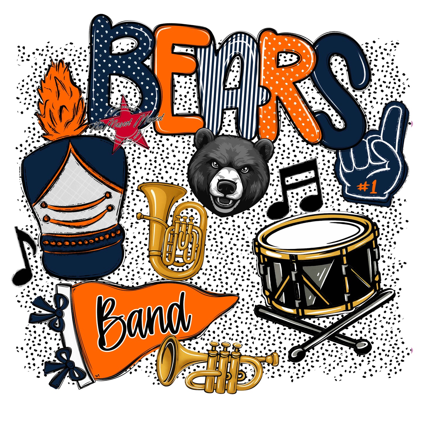 Bears Band Spirit-Navy & Orange