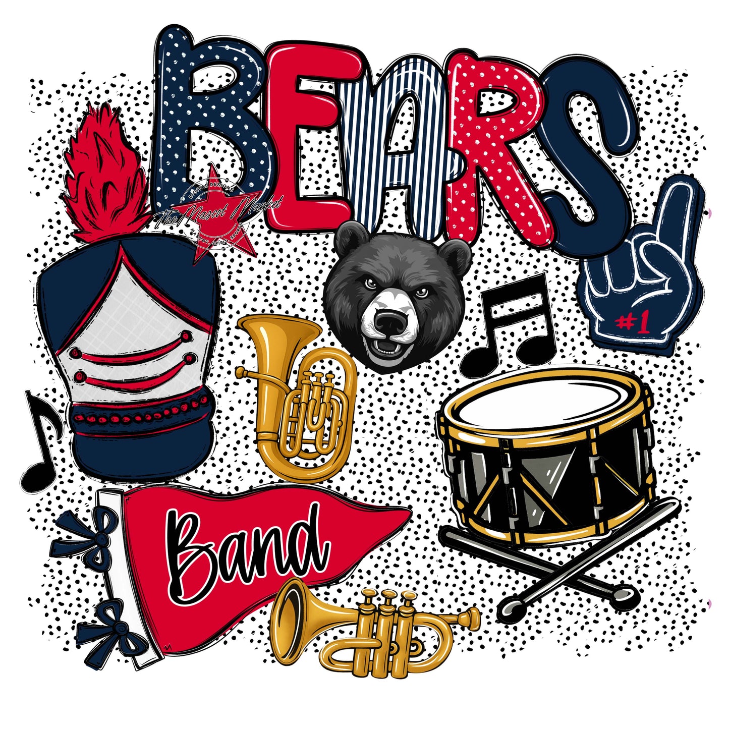 Bears Band Spirit-Navy & Red