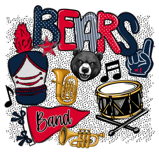 Bears Band Spirit-Navy & Red