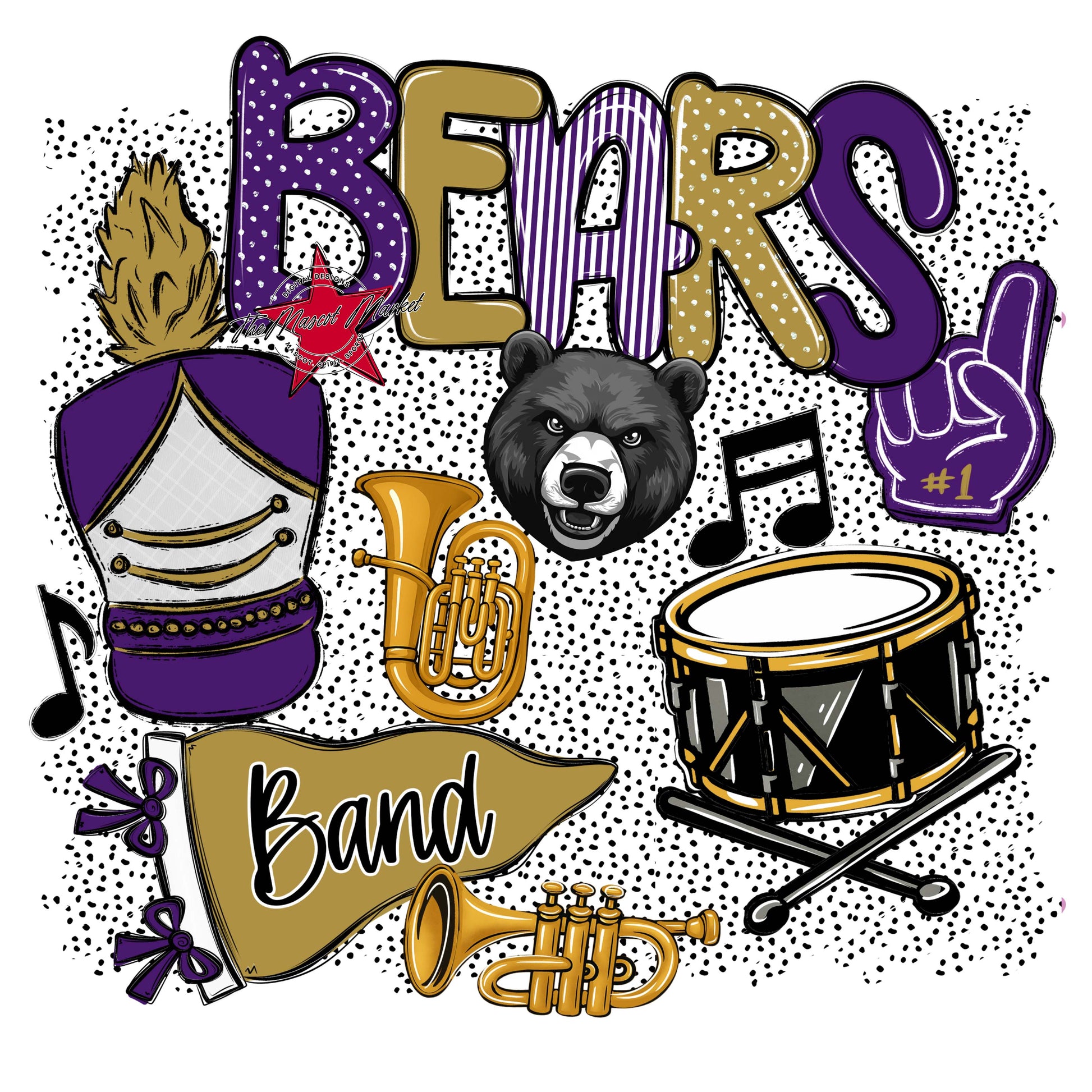 Bears Band Spirit-Purple & Gold