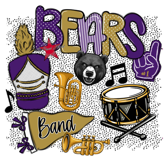 Bears Band Spirit-Purple & Gold