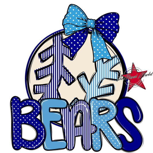 Bears Baseball-Softball Spirit Design-Blue & Carolina Blue