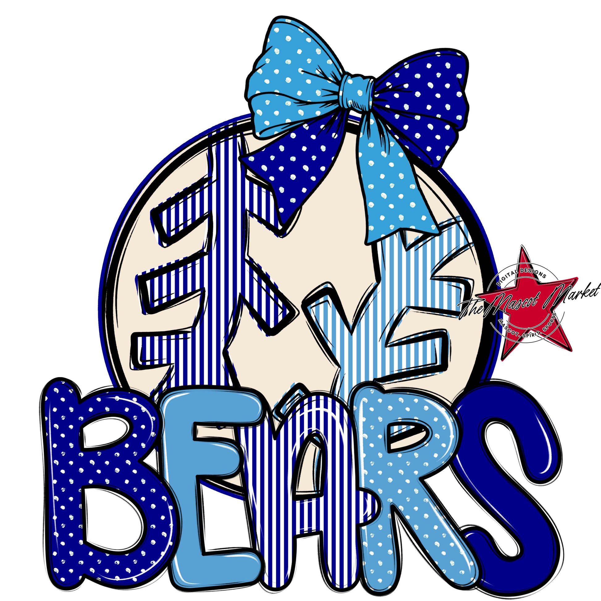 Bears Baseball-Softball Spirit Design-Blue & Carolina Blue