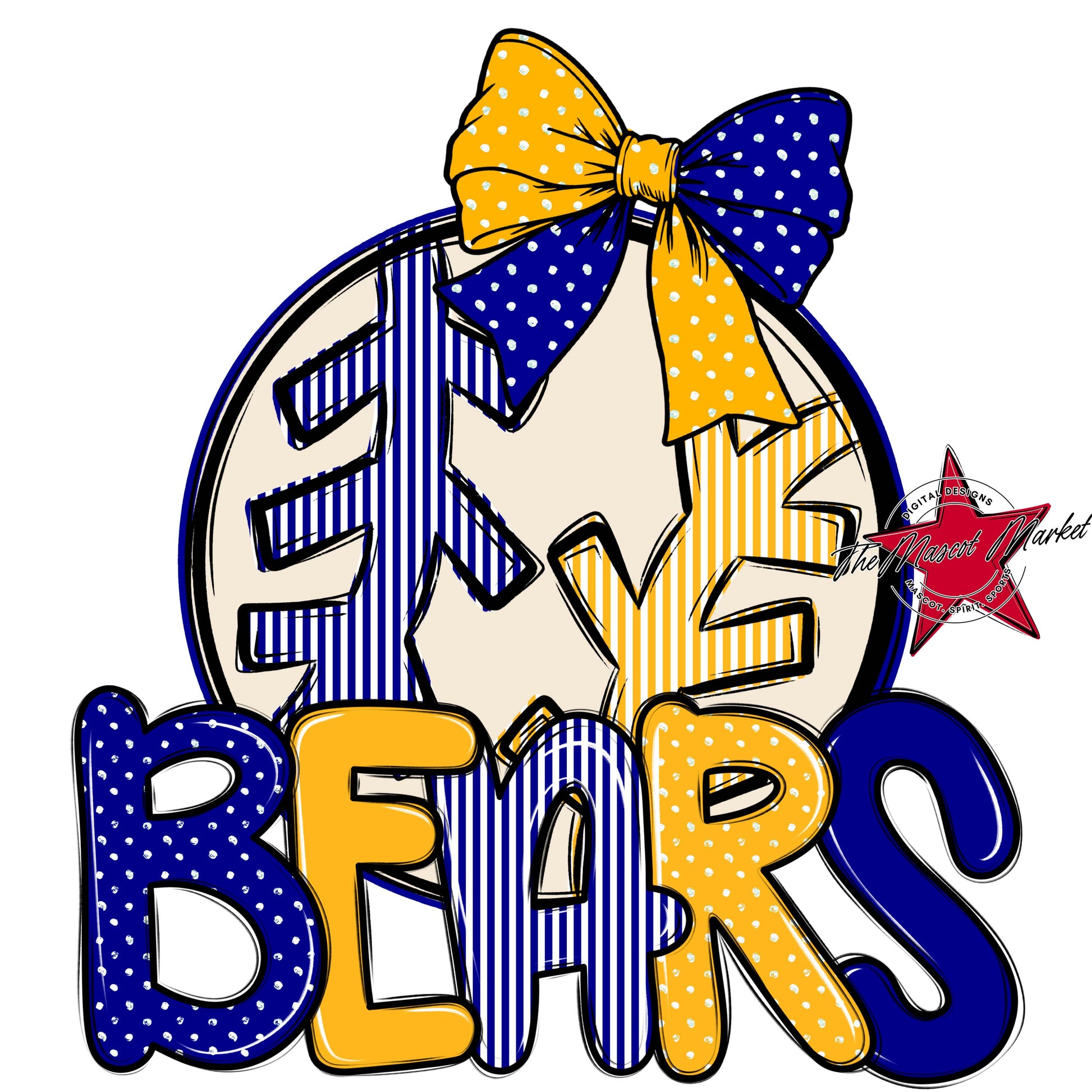 Bears Baseball-Softball Spirit Design-Blue & Yellow