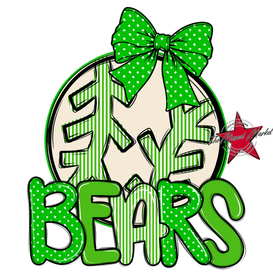 Bears Baseball-Softball Spirit Design-Bright Green