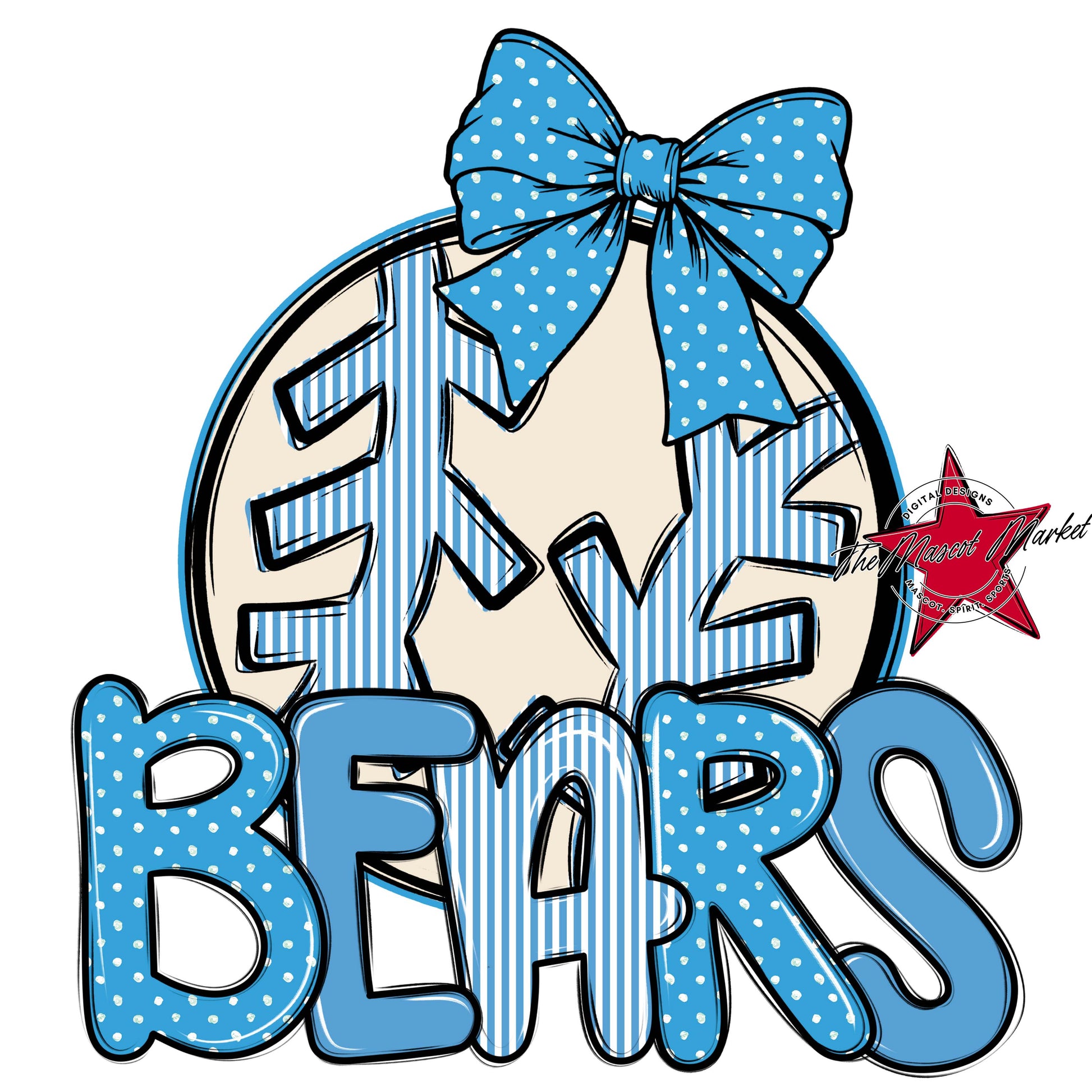 Bears Baseball-Softball Spirit Design-Carolina Blue