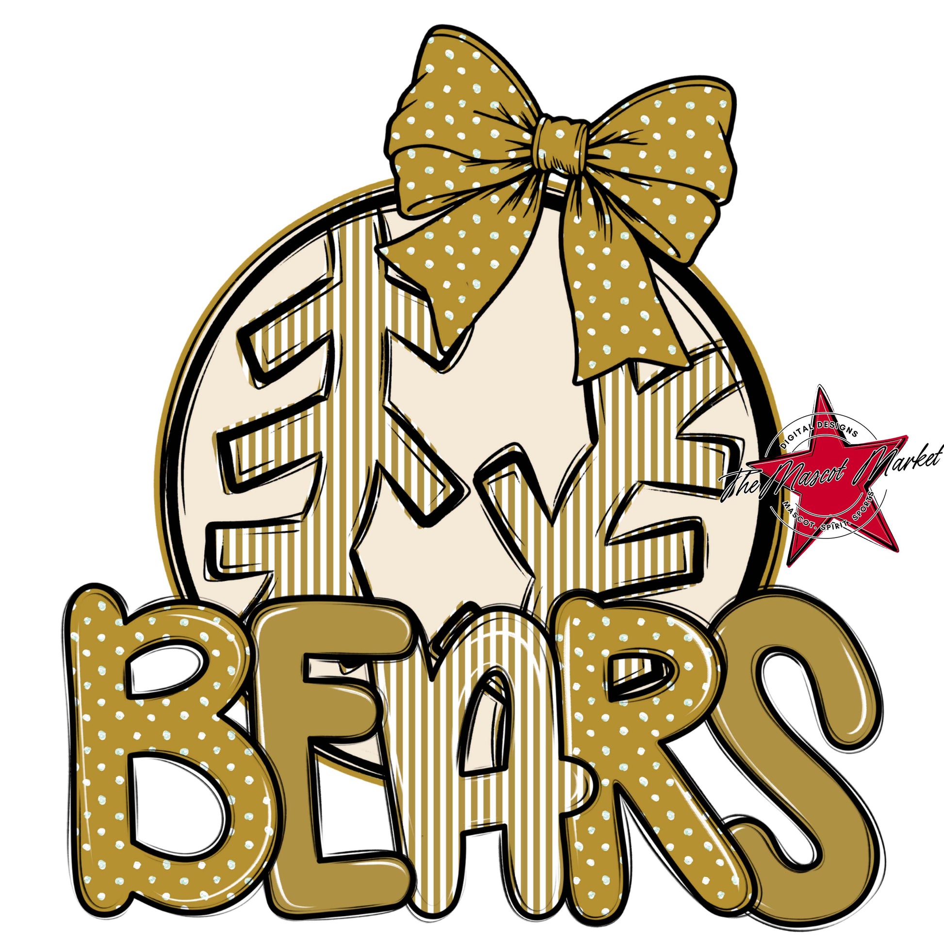 Bears Baseball-Softball Spirit Design-Gold