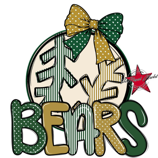 Bears Baseball-Softball Spirit Design-Green & Gold