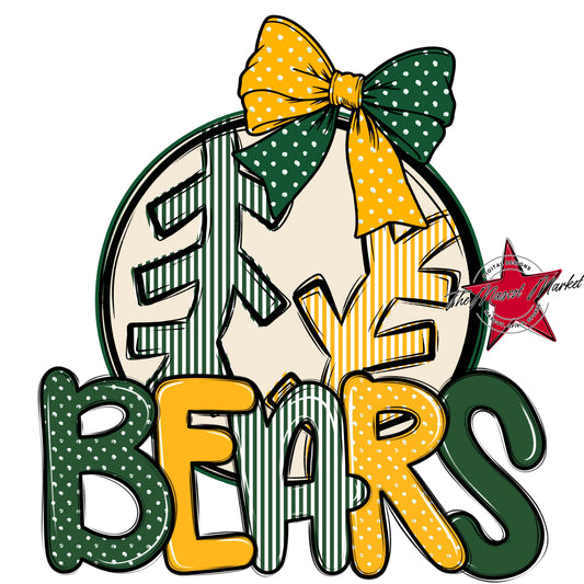 Bears Baseball-Softball Spirit Design-Green & Yellow