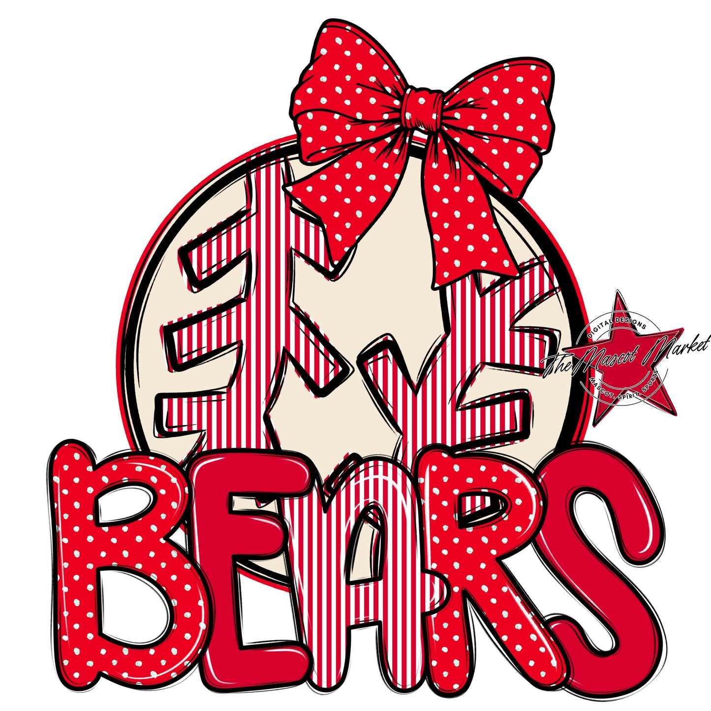 Bears Baseball-Softball Spirit Design-Red