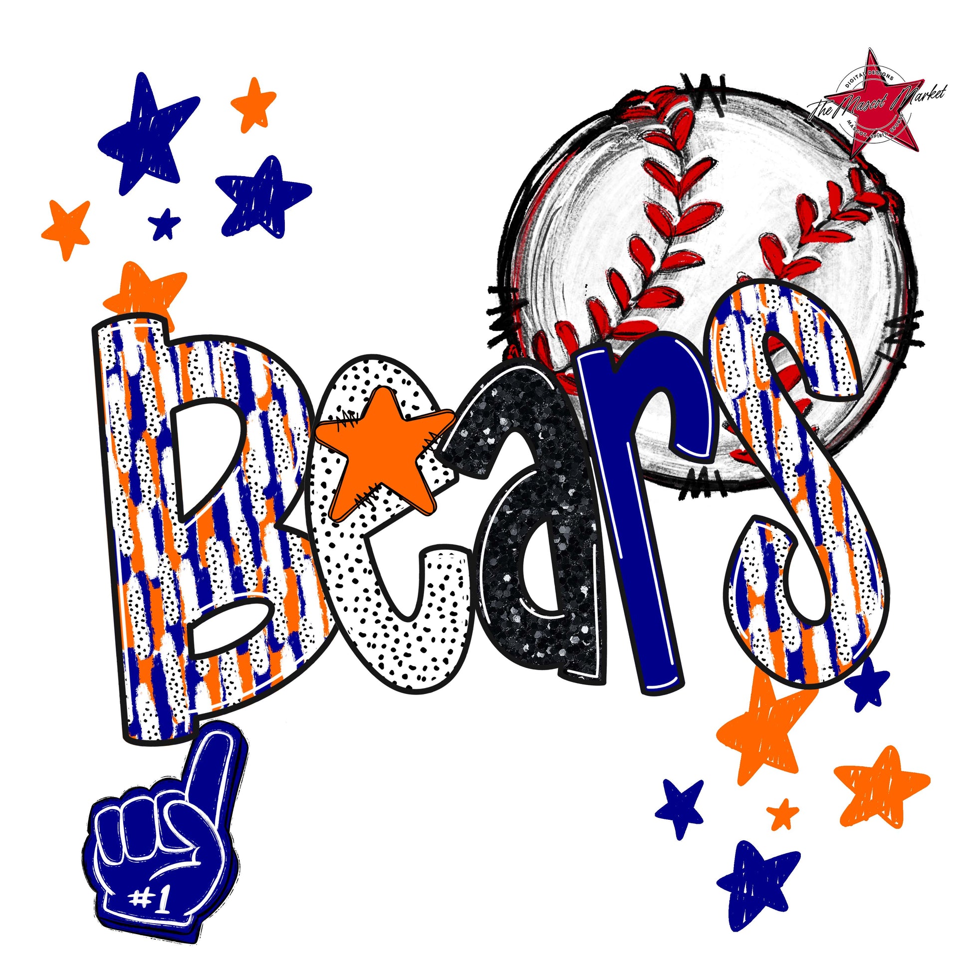 Bears Baseball Scrape-Blue & Orange