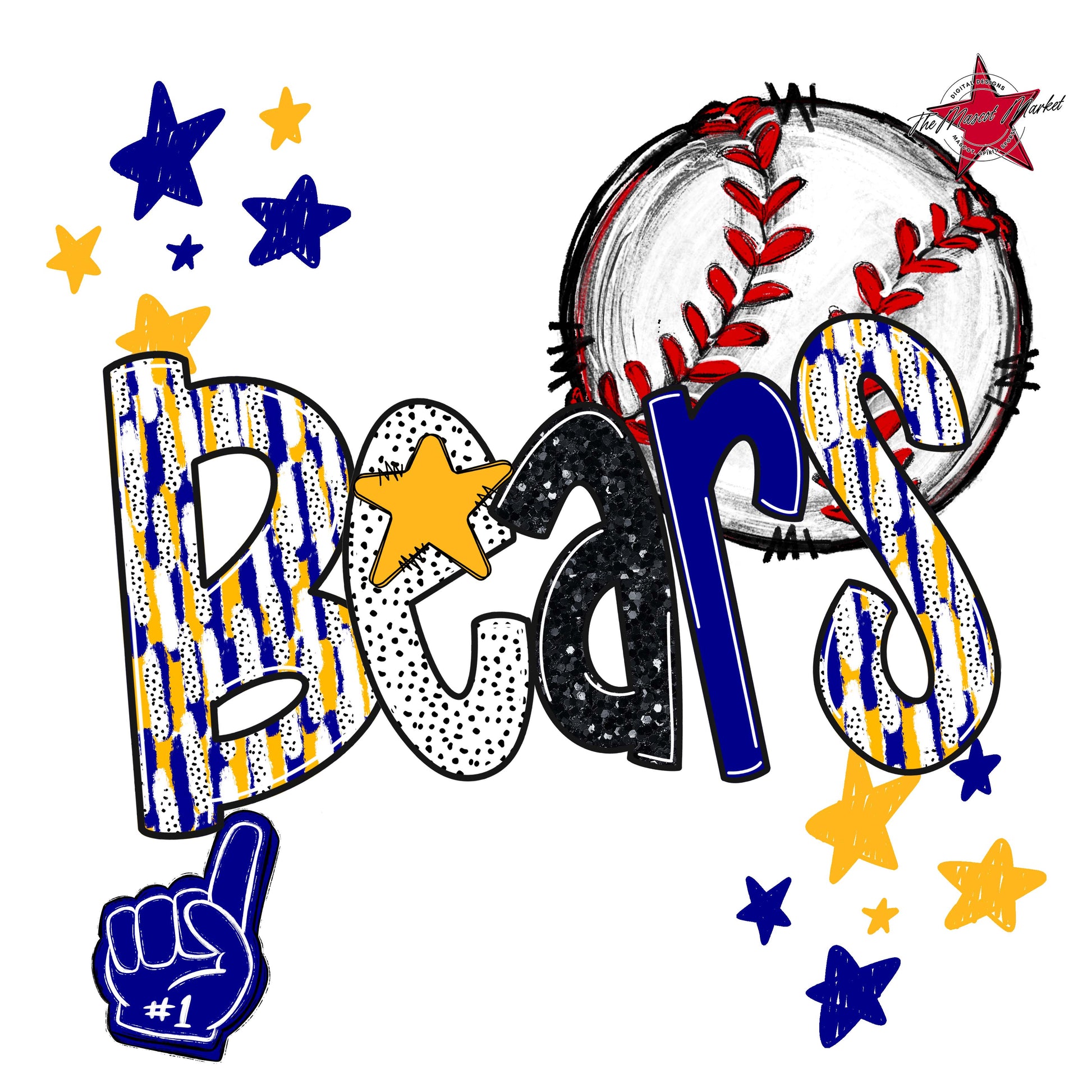 Bears Baseball Scrape-Blue & Yellow