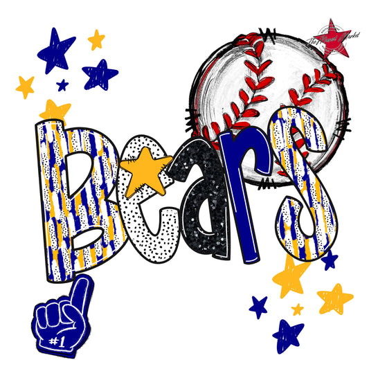 Bears Baseball Scrape-Blue & Yellow