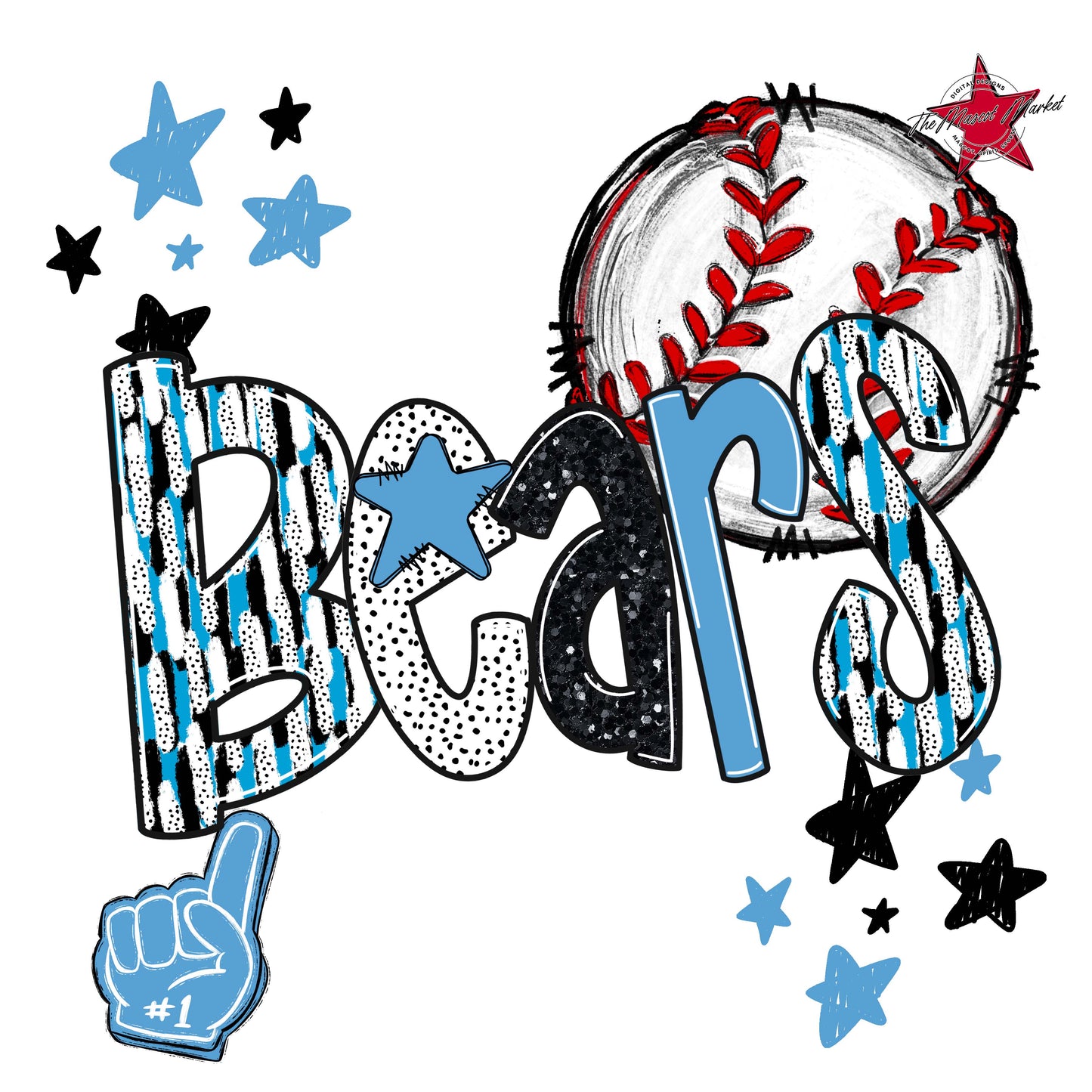 Bears Baseball Scrape-Carolina Blue