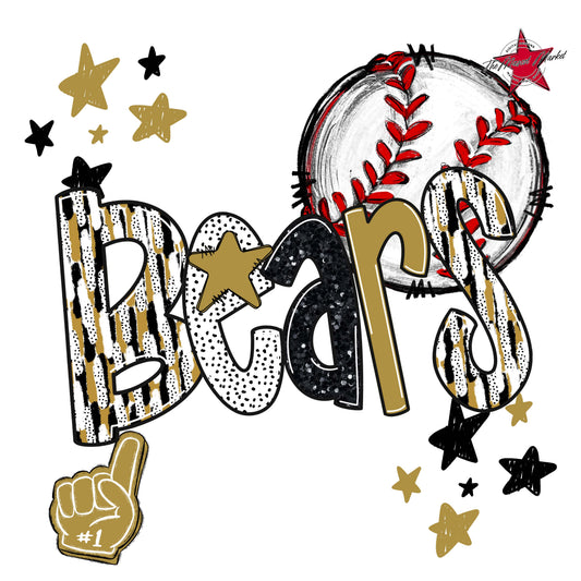 Bears Baseball Scrape-Gold