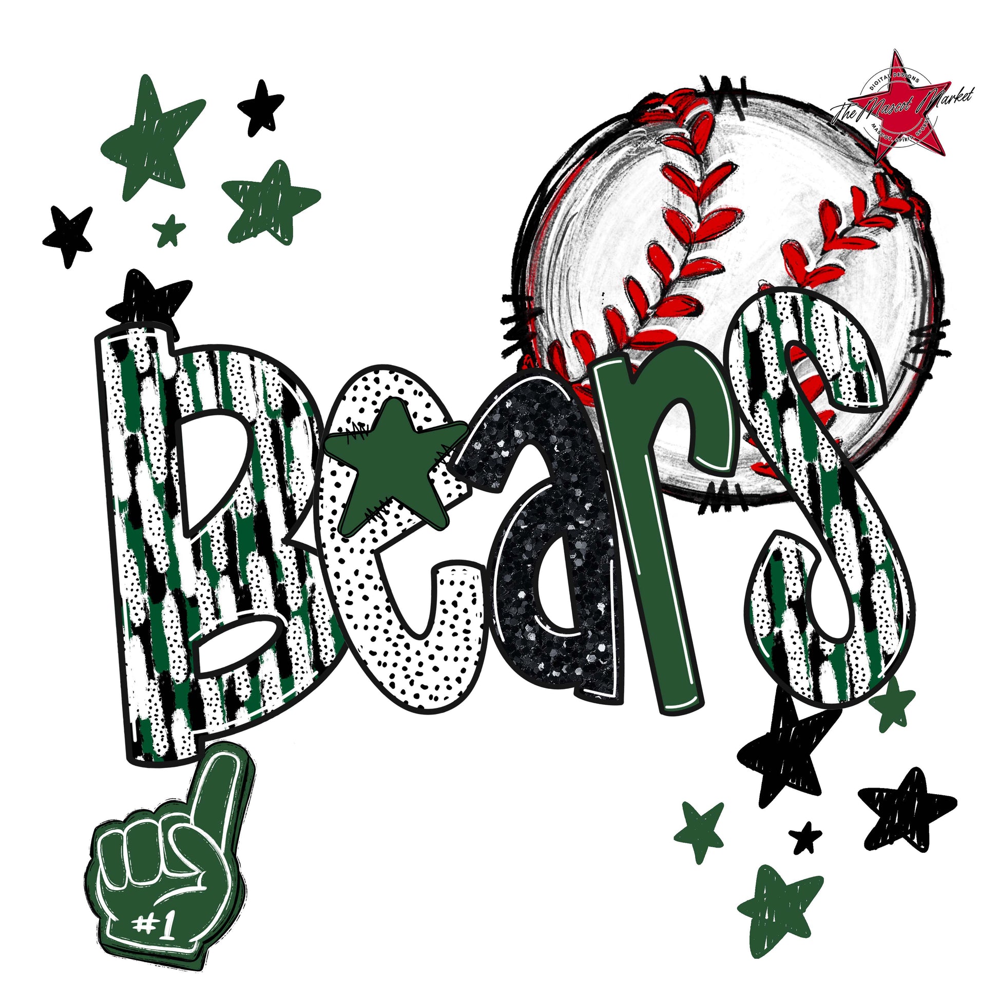 Bears Baseball Scrape-Green