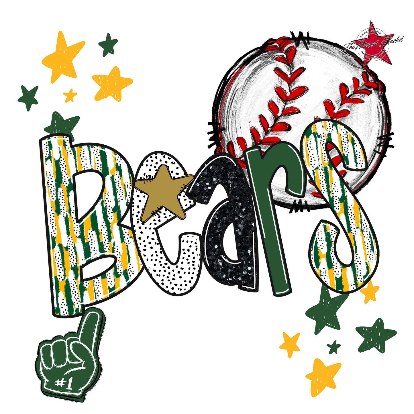 Bears Baseball Scrape-Green & Yellow