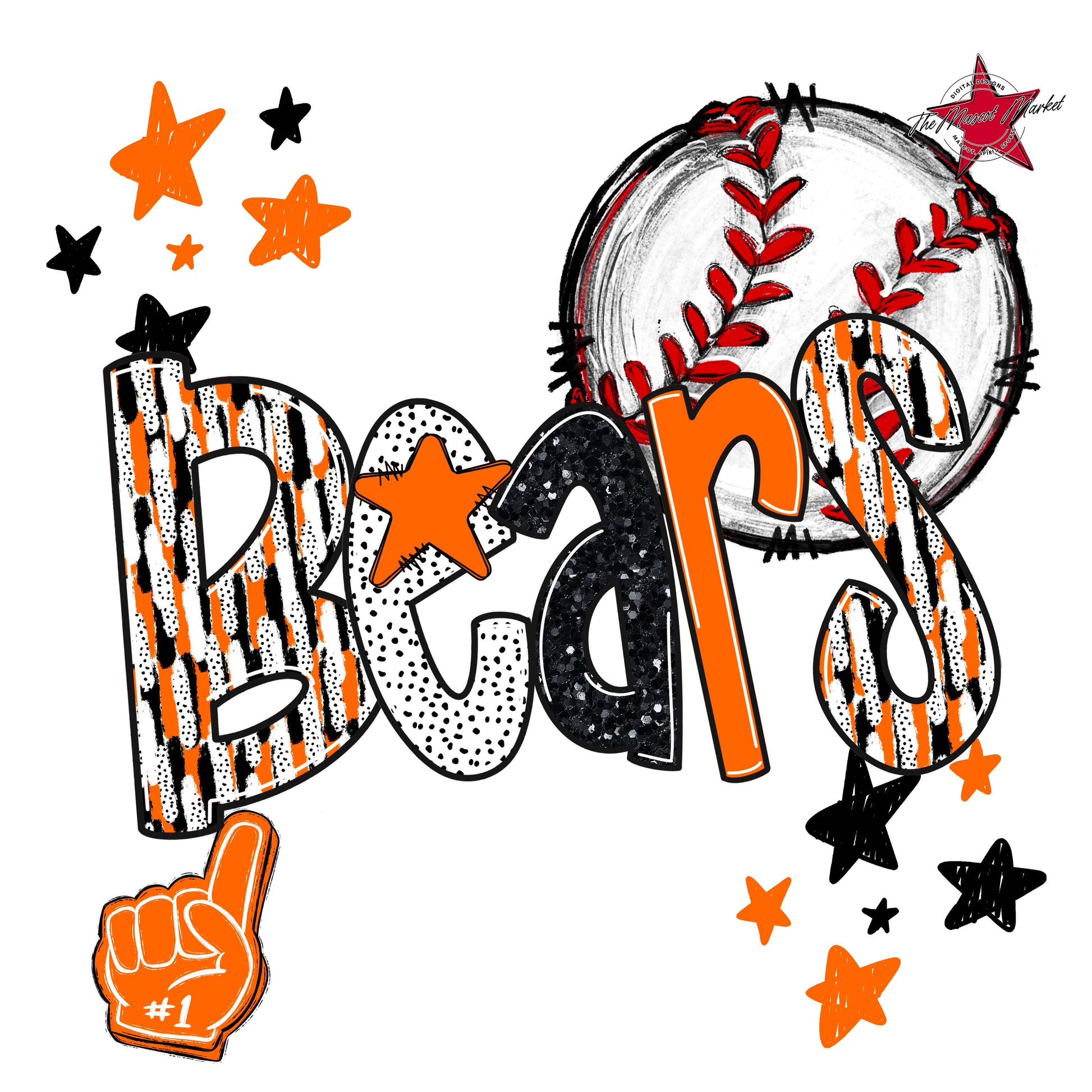 Bears Baseball Scrape-Orange