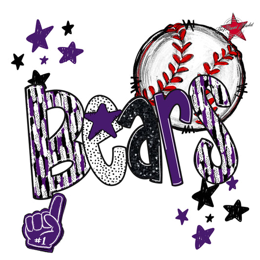 Bears Baseball Scrape-Purple