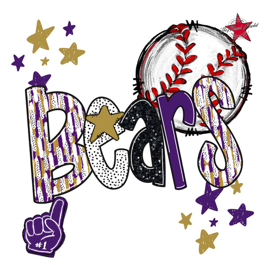 Bears Baseball Scrape-Purple & Gold