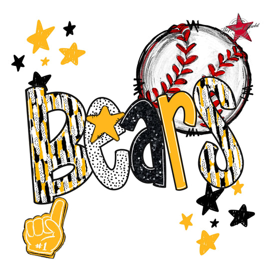Bears Baseball Scrape-Yellow