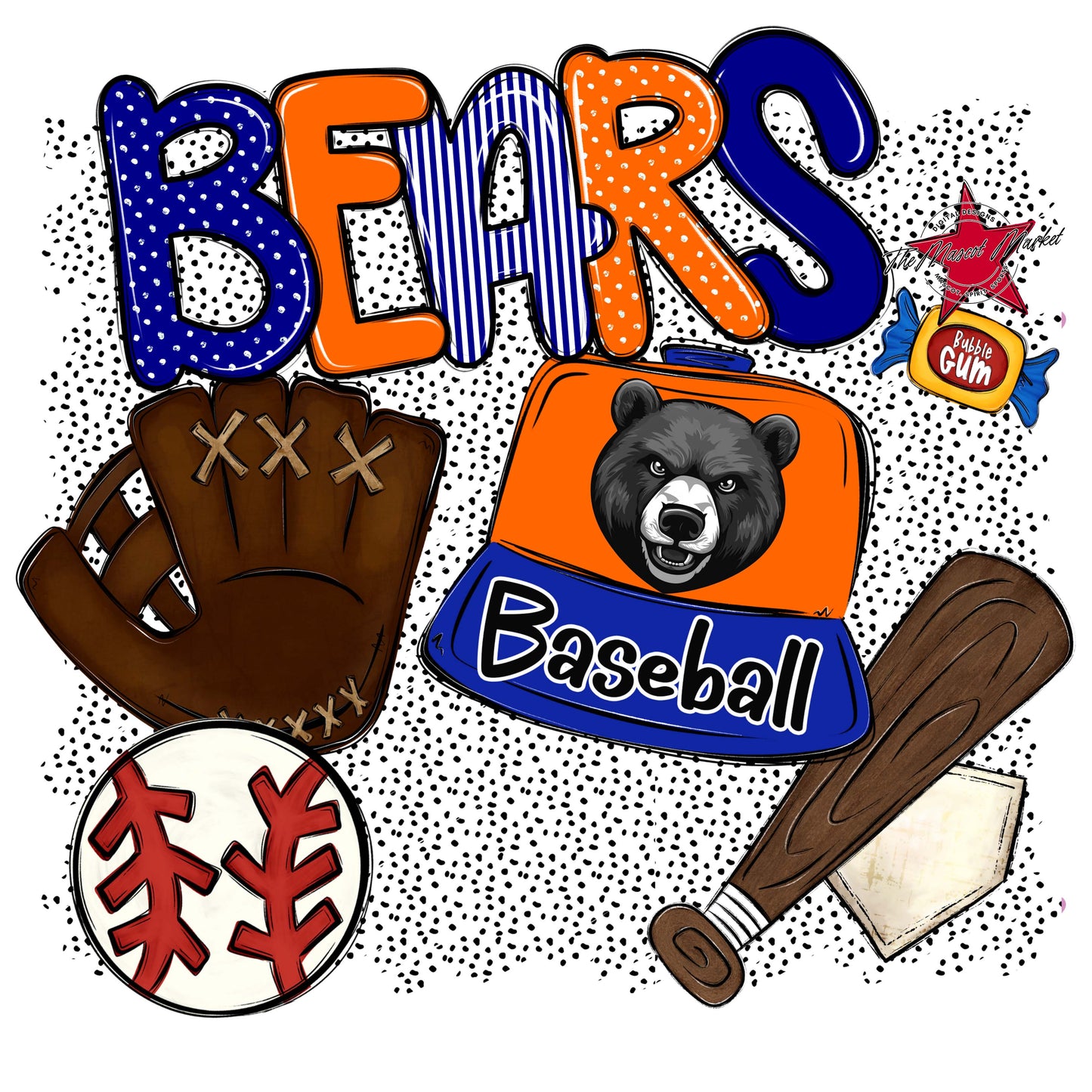Bears Baseball Spirit-Blue & Orange